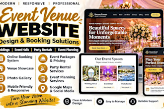 design event hall website wedding venue booking event planning party website