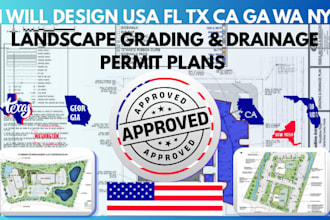 design USA fl tx ca ga wa ny landscape grading and drainage permit plans