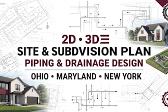 design 2d 3d site subdivision plan piping and drainage design ohio maryland ny