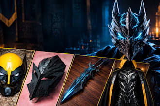design wearable 3d cosplay armor, helmets, props, masks and costumes and weapon