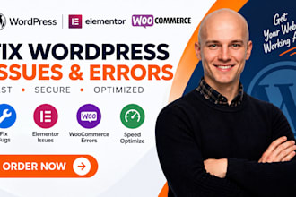 fix wordpress bugs, elementor issues, woocommerce errors and speed optimize