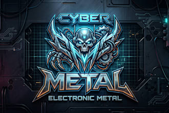 create cyber metal lectronic metal and futuristic logo