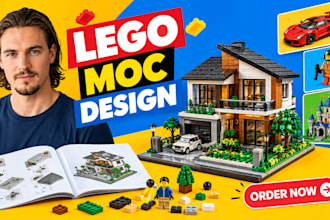 design custom lego moc, lego set, lego toy and house with brick and instruction