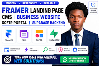 do framer landing page framer cms business website softr portal supabase backend
