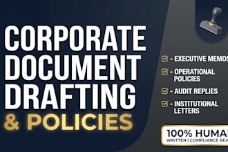 draft professional corporate documents, policies, and audit replies