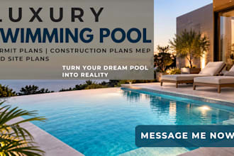 design luxury swimming pool permit plans construction plans mep and site plans