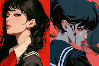 anime character an illustration and anime character