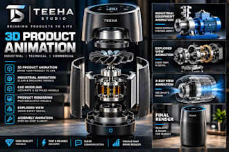create realistic 3d product animation and industrial product videos