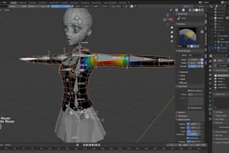 create or fix your 3d rig and weight paint in blender, mmd model, vtuber, vroid