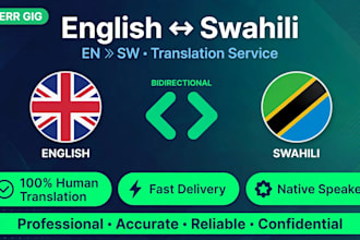translate english to swahili and swahili to english professionally