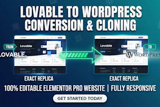 convert copy clone lovable website to wordpress elementor editable website