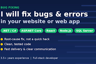 fix bugs and errors in your dotnet react or nodejs web application