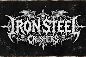 create old school metal, vintage heavy metal logo