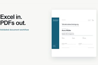 automate excel data into PDF reports invoices or certificates