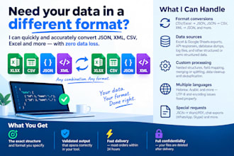 convert PDF, json, CSV, XML files from one format to another