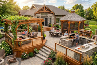 create 3d gazebos, pergolas, patios, desk and outdoor kitchens