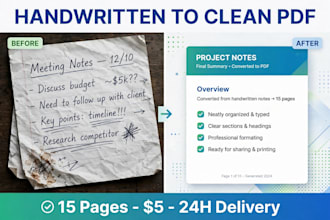 convert handwritten notes to clean professional pdf