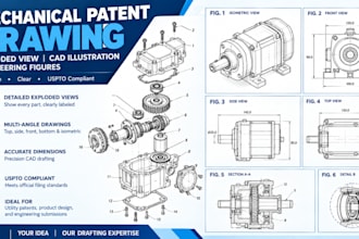mechanical patent drawing exploded view cad illustration engineering figures