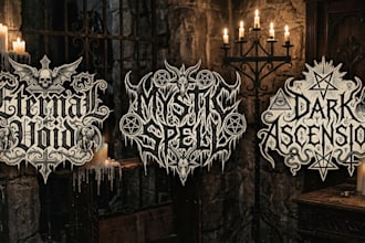 create gothic metal, black metal and occult logo