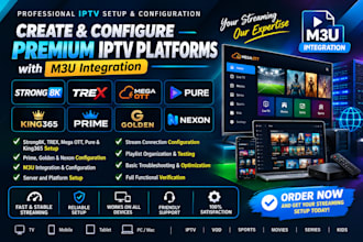 create strong8k, trex, mega ott, pure, king365, prime, golden, nexon with m3u