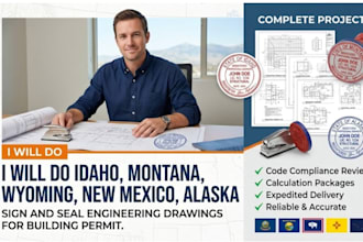 do idaho montana wyoming new mexico alaska sign and seal engineer permit drawing