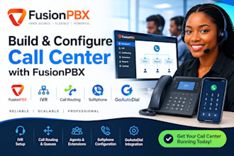 build configure call center with fusionpbx IVR call routing softphone goautodial