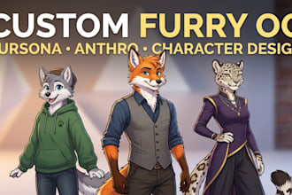 draw a custom furry character furry oc anthro character and oc design