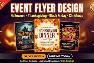 design halloween flyer, spooky, horror logo or event invitation