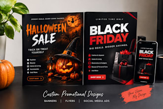 design halloween flyer, spooky, horror logo or event invitation