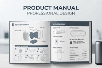 write product manual, user manual instruction manual and product guide for brand
