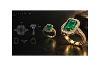 create custom jewelry design, 3d jewelry cad and realistic rendering