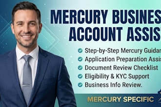assist with mercury business bank account for us llc and bio filing