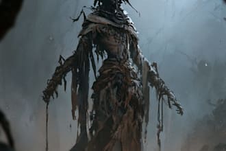 create a horror metal cover illustration with manual drawing