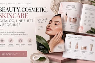 design beauty, cosmetic, skincare catalog, line sheet and brochure