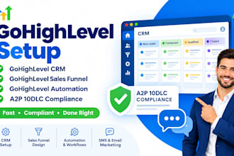 setup gohighlevel CRM, sales funnel, automation, a2p 10dlc, ghl troubleshoot