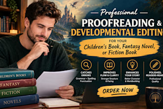 proofread developmental edit children book fantasy novel fiction book editor