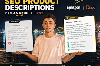 write amazon and etsy product descriptions