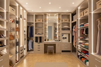 design a luxury, diy walk in wardrobe, custom closet, island, dressing room