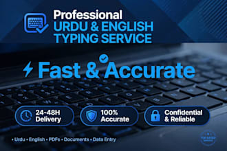 do fast urdu inpage typing and english data entry work