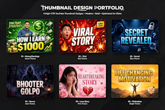 design 6 eye catching all thumbnails for your story videos