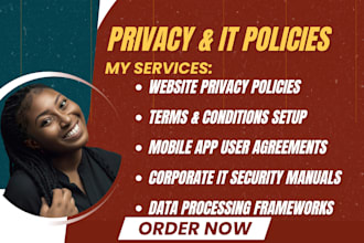 write your data privacy policy terms and conditions and IT security manual