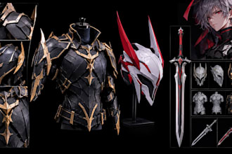design custom eva foam patterns for cosplay armor, helmets, and anime props