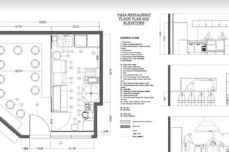 redraw 2d restaurant floor plan, bar layout, coffee shop, dinning table setups