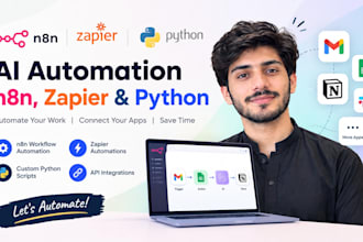 build n8n ai automation, zapier workflows and python scripts