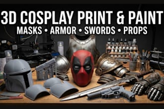 3d print, paint and ship custom cosplay masks, helmets, armor and props design