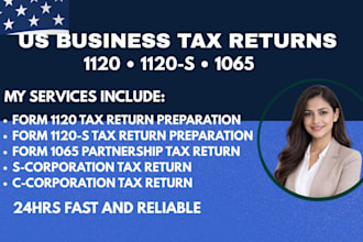 prepare 1120s, 1065, 1120 us business tax return
