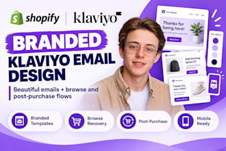 design branded klaviyo email templates for browse and post purchase flows