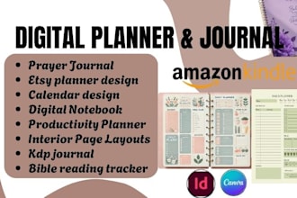 design digital journal, prayer journal, planner diary digital planner, notebook