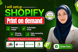 setup print on demand shopify store or website, design shopify pod store