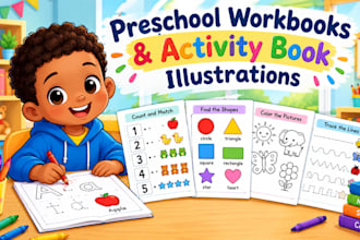 create engaging preschool workbooks and activity book illustrations